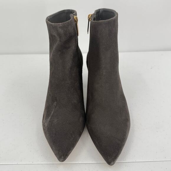 L'Agence Jeannie II Pointed Toe Suede Boots Bootie Block Heel Brown/Gray SIZE 40 - Picture 2 of 8